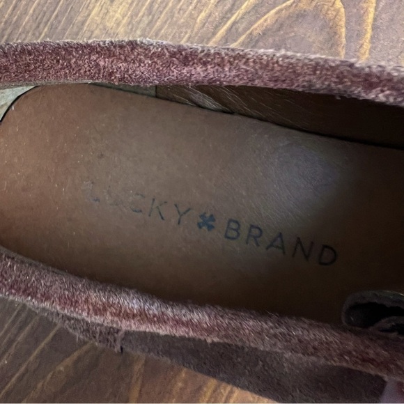 Lucky Brand Acaciah Flat Leather Suede Laced Boat Shoe in Rich Chestnut Fall - Picture 10 of 11
